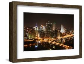 Pittsburgh's Skyline at Night-Zigi-Framed Photographic Print