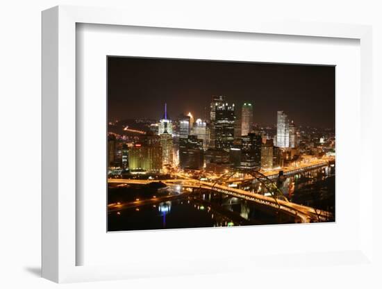 Pittsburgh's Skyline at Night-Zigi-Framed Photographic Print