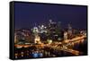 Pittsburgh's Skyline from Mount Washington at Night.-Zigi-Framed Stretched Canvas