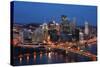 Pittsburgh's Skyline from Mount Washington at Night.-Zigi-Stretched Canvas