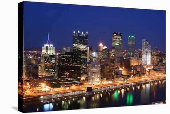 Pittsburgh's Skyline from Mount Washington at Night.-Zigi-Stretched Canvas