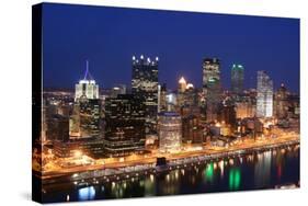 Pittsburgh's Skyline from Mount Washington at Night.-Zigi-Stretched Canvas
