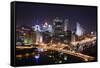 Pittsburgh's Skyline from Mount Washington at Night.-Zigi-Framed Stretched Canvas