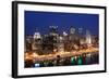 Pittsburgh's Skyline from Mount Washington at Night.-Zigi-Framed Photographic Print