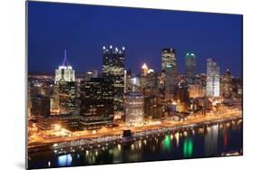 Pittsburgh's Skyline from Mount Washington at Night.-Zigi-Mounted Photographic Print