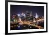 Pittsburgh's Skyline from Mount Washington at Night.-Zigi-Framed Photographic Print