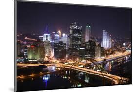 Pittsburgh's Skyline from Mount Washington at Night.-Zigi-Mounted Photographic Print