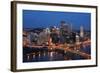 Pittsburgh's Skyline from Mount Washington at Night.-Zigi-Framed Photographic Print