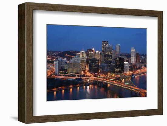 Pittsburgh's Skyline from Mount Washington at Night.-Zigi-Framed Photographic Print