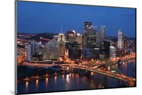 Pittsburgh's Skyline from Mount Washington at Night.-Zigi-Mounted Photographic Print