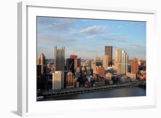 Pittsburgh's Skyline from Mount Washington at Night.-Zigi-Framed Photographic Print