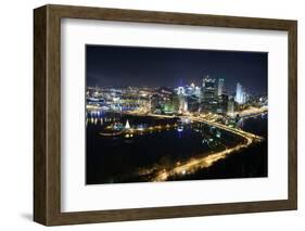 Pittsburgh's Skyline from Mount Washington at Night.-Zigi-Framed Photographic Print