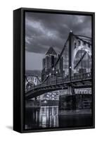 Pittsburgh Skyline Black And White-Steven Maxx-Framed Stretched Canvas