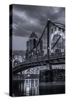 Pittsburgh Skyline Black And White-Steven Maxx-Stretched Canvas