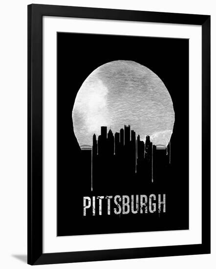 Pittsburgh Skyline Black-null-Framed Art Print