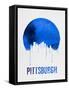 Pittsburgh Skyline Blue-null-Framed Stretched Canvas