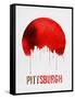 Pittsburgh Skyline Red-NaxArt-Framed Stretched Canvas