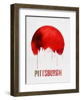 Pittsburgh Skyline Red-NaxArt-Framed Art Print