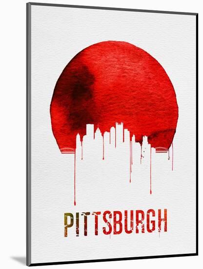Pittsburgh Skyline Red-NaxArt-Mounted Art Print