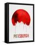 Pittsburgh Skyline Red-NaxArt-Framed Stretched Canvas