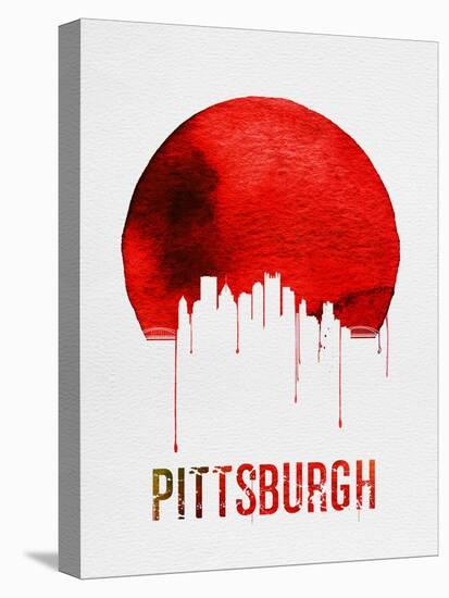 Pittsburgh Skyline Red-NaxArt-Stretched Canvas