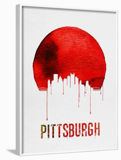 Pittsburgh Skyline Red-NaxArt-Framed Art Print