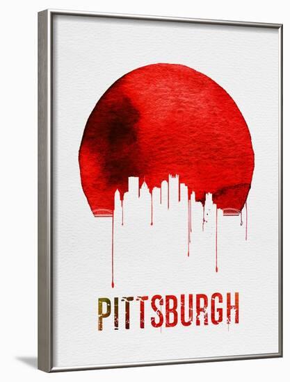 Pittsburgh Skyline Red-NaxArt-Framed Art Print