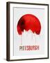 Pittsburgh Skyline Red-NaxArt-Framed Art Print