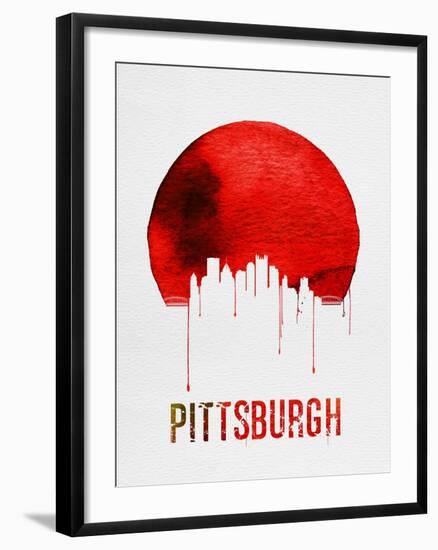 Pittsburgh Skyline Red-NaxArt-Framed Art Print