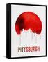 Pittsburgh Skyline Red-NaxArt-Framed Stretched Canvas