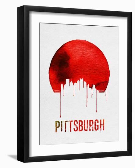 Pittsburgh Skyline Red-NaxArt-Framed Art Print