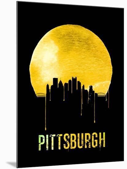 Pittsburgh Skyline Yellow-null-Mounted Art Print