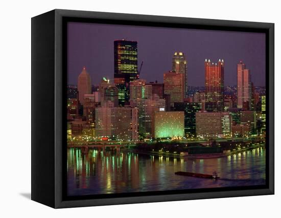 Pittsburgh Skyline-Gene J. Puskar-Framed Stretched Canvas