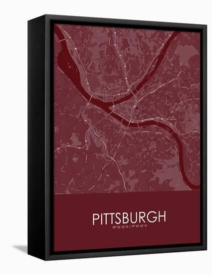 Pittsburgh, United States of America Red Map-null-Framed Stretched Canvas