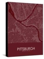 Pittsburgh, United States of America Red Map-null-Stretched Canvas