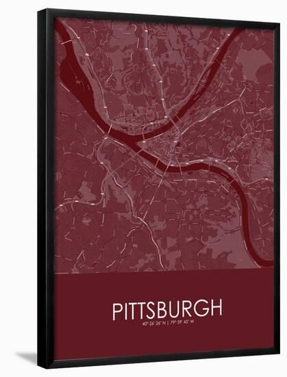 Pittsburgh, United States of America Red Map-null-Framed Poster