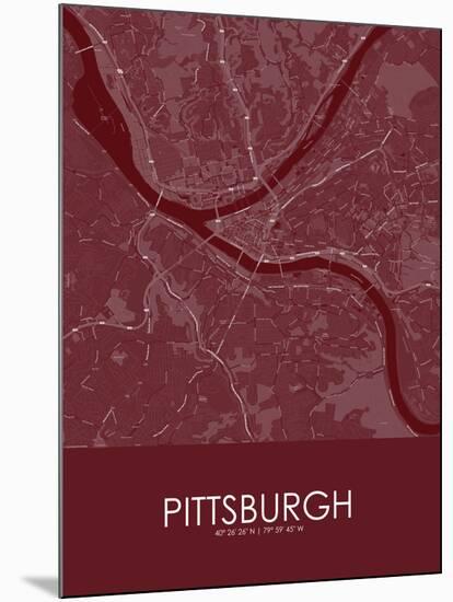 Pittsburgh, United States of America Red Map-null-Mounted Poster