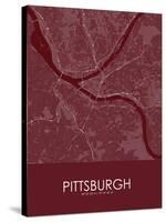 Pittsburgh, United States of America Red Map-null-Stretched Canvas