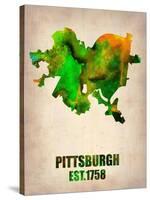 Pittsburgh Watercolor Map-NaxArt-Stretched Canvas