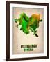 Pittsburgh Watercolor Map-NaxArt-Framed Art Print