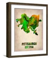 Pittsburgh Watercolor Map-NaxArt-Framed Art Print