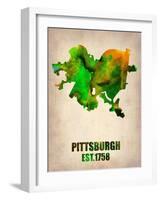Pittsburgh Watercolor Map-NaxArt-Framed Art Print