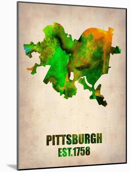 Pittsburgh Watercolor Map-NaxArt-Mounted Art Print