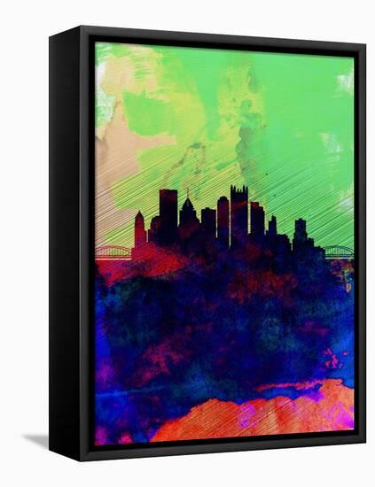 Pittsburgh Watercolor Skyline-NaxArt-Framed Stretched Canvas