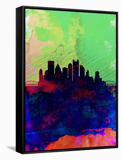 Pittsburgh Watercolor Skyline-NaxArt-Framed Stretched Canvas