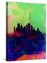 Pittsburgh Watercolor Skyline-NaxArt-Stretched Canvas