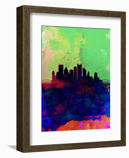 Pittsburgh Watercolor Skyline-NaxArt-Framed Art Print