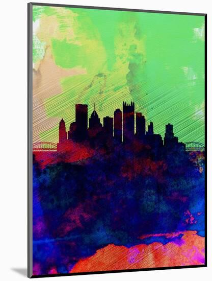 Pittsburgh Watercolor Skyline-NaxArt-Mounted Art Print