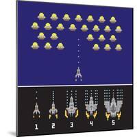 Pixel Art Style Space War and Spaceship Game Upgrades Vector Set-dmitriylo-Mounted Art Print