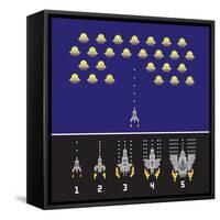 Pixel Art Style Space War and Spaceship Game Upgrades Vector Set-dmitriylo-Framed Stretched Canvas